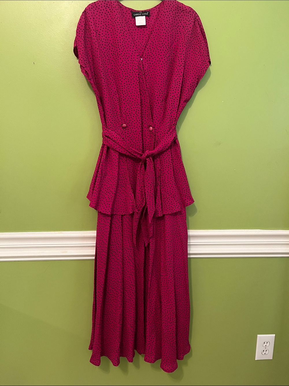 Carol Little Fuchsia Polka Dot Dress with Peplum